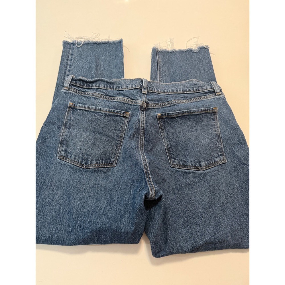 Old Navy Jeans Womens 12 Blue Slouchy Straight High Rise Distressed Raw Hem Y2K